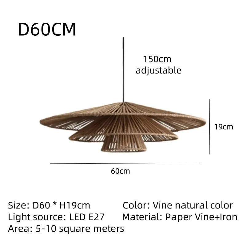 Wabi Sabi Rattan Chandelier – Vintage Japanese Style