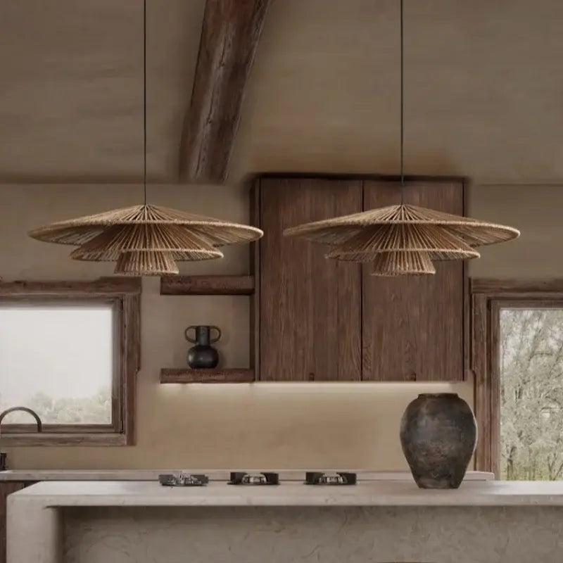 Wabi Sabi Rattan Chandelier – Vintage Japanese Style