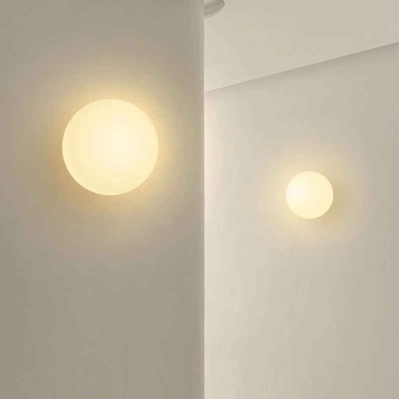 Ball Wall Light for Bedside | Milky White Round