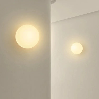 Ball Wall Light for Bedside | Milky White Round