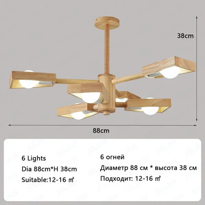 Nordic Wooden Chandelier – Tree Branch Design for Cozy Spaces