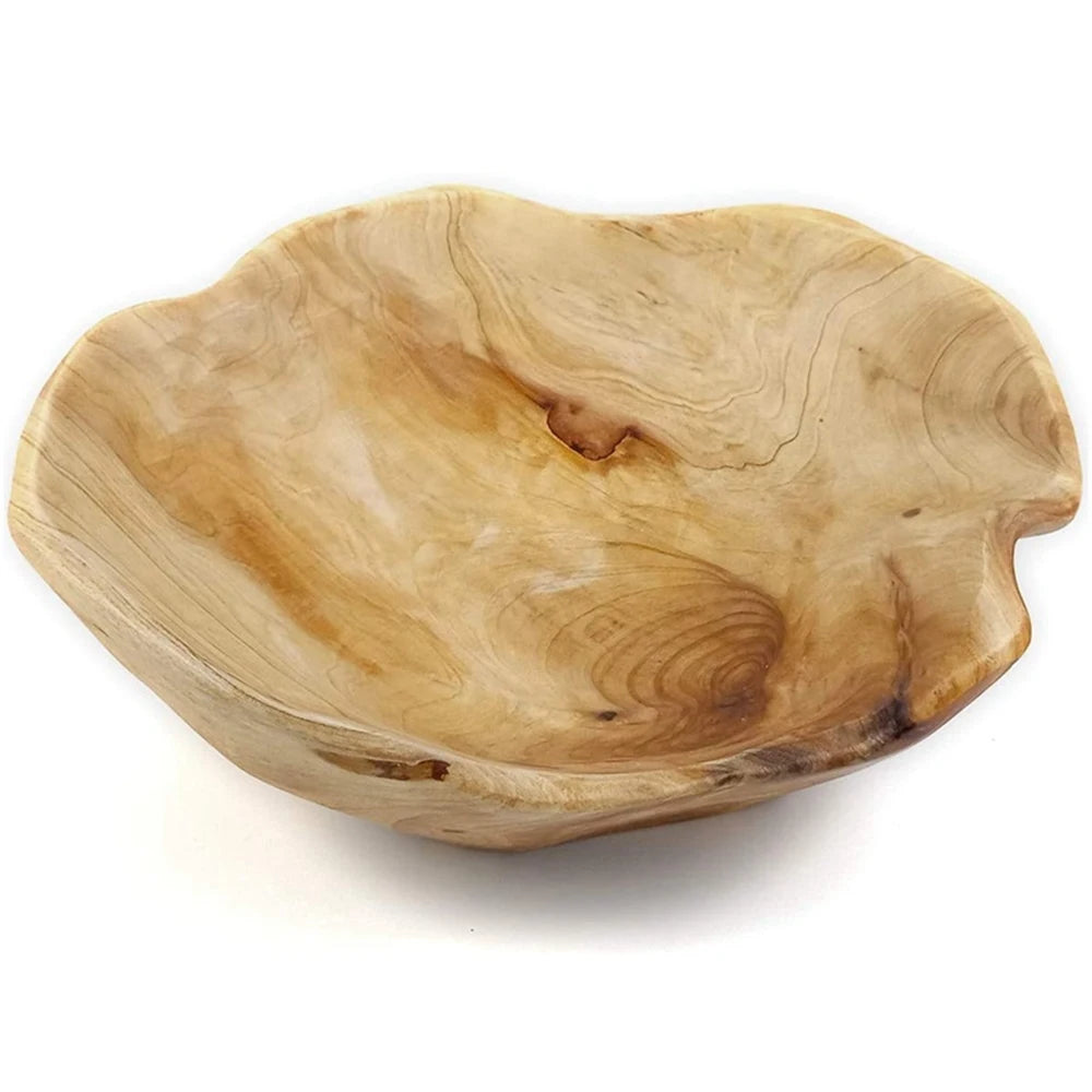 Houten Serveerschaal - Handgesneden Wortelhouten Fruit- of Snoepschaal, 15-19cm