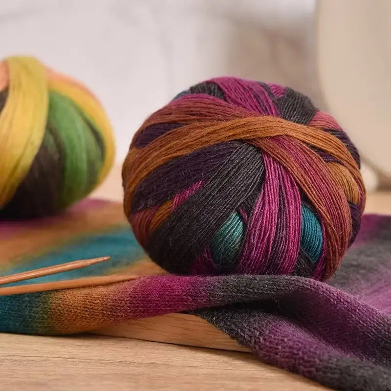 Rainbow Gradient Yarn - 295g Colorful Wool for Knitting