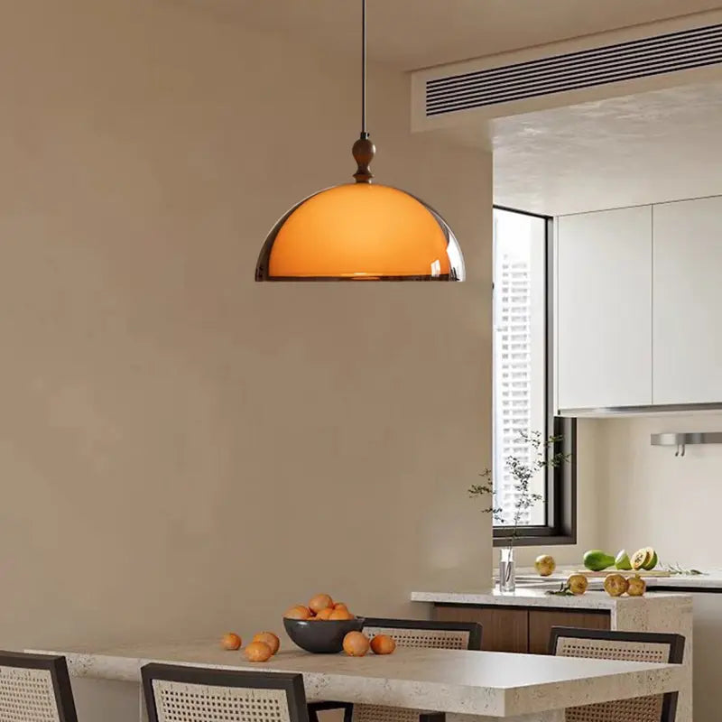 Brown Warm Pendant Light | Glass & Wood