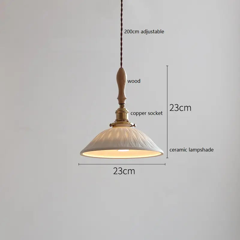 IWHD Schmetterling Keramik LED Pendelleuchte neben Holzgriff Kupfer Sockel Home Decor Schlafzimmer Esszimmer Wohnzimmer Licht Hängelampe