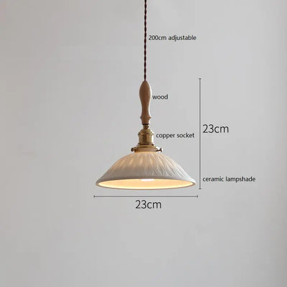 IWHD Schmetterling Keramik LED Pendelleuchte neben Holzgriff Kupfer Sockel Home Decor Schlafzimmer Esszimmer Wohnzimmer Licht Hängelampe