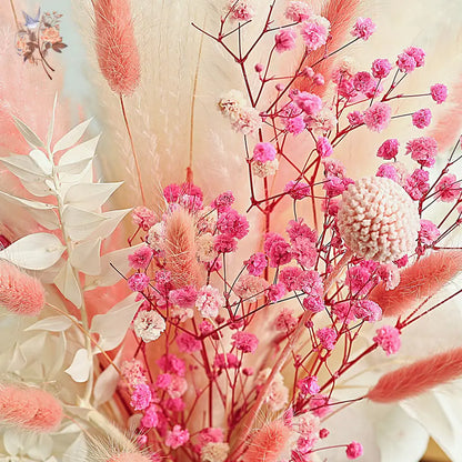 Pink & White Dried Flower Bouquet – Boho Wedding Centerpiece