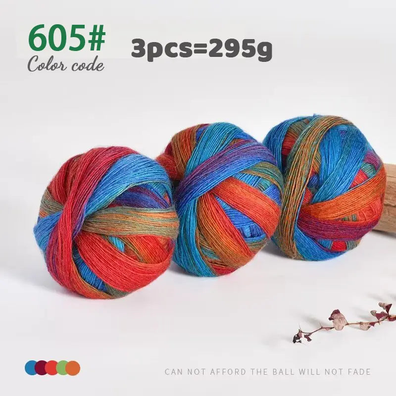 Rainbow Gradient Yarn - 295g Colorful Wool for Knitting