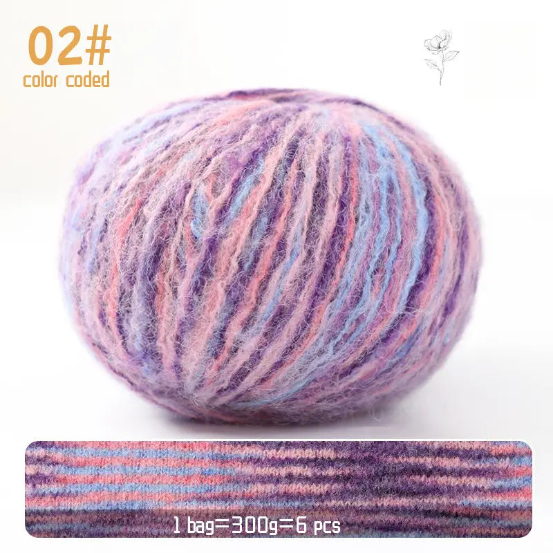 Gradient Mohair Yarn - 300g Colorful Blend for Knitting