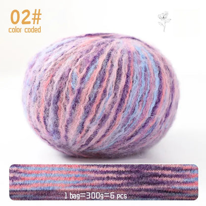 Gradient Mohair Yarn - 300g Colorful Blend for Knitting