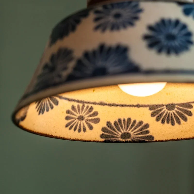 Retro Bowl Chandelier – Ceramic Pendant Light for Kitchen