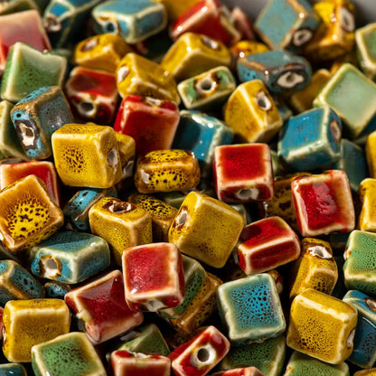Pink Ceramic Square Beads – Handmade Jewelry Making Supplies
