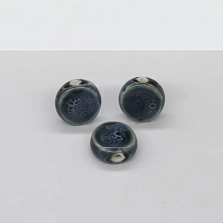 Ceramic Spacer Beads - 15x7mm Round Porcelain for Jewelry
