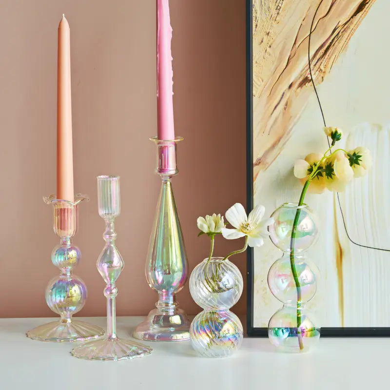 Nordic Rainbow Glass Candle Holder For Wedding Décor