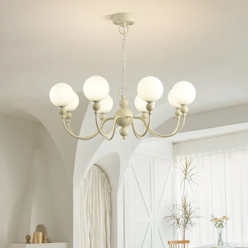 Cream Glass Chandelier - Modern Pendant Light for Any Room