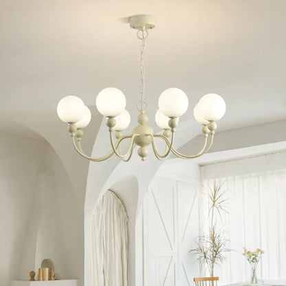 Cream Glass Chandelier - Modern Pendant Light for Any Room