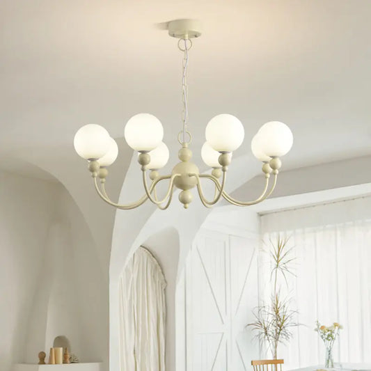 Cream Glass Chandelier - Modern Pendant Light for Any Room