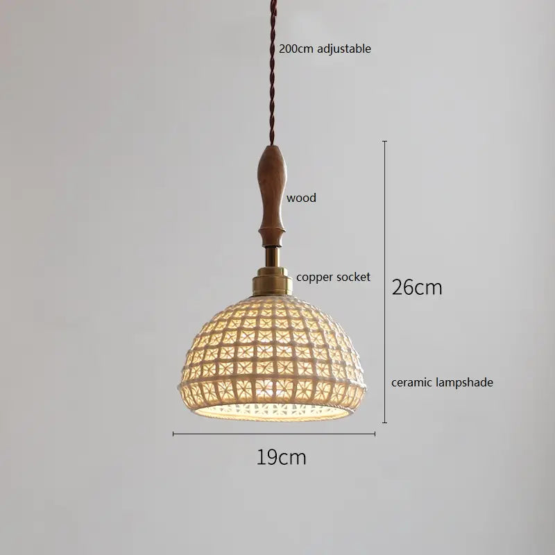 IWHD Schmetterling Keramik LED Pendelleuchte neben Holzgriff Kupfer Sockel Home Decor Schlafzimmer Esszimmer Wohnzimmer Licht Hängelampe
