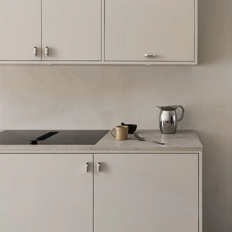 Oval Mirror Cabinet Handle - Titanium Silver, Modern Design