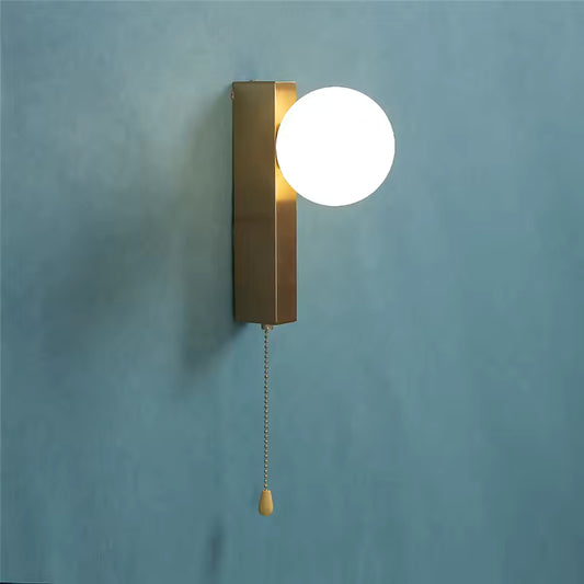 LED Glass Wall Light – Nordic Design with Pull Switch for Bedroom & Living Room