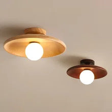 Nordic Wooden Ceiling Light – Round Design for Bedroom