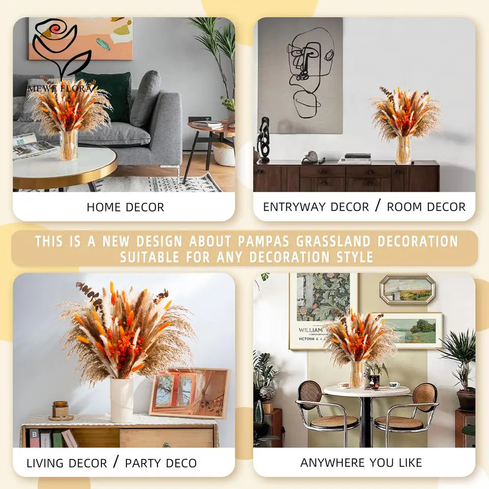 Dried Pampas Grass Bouquet - Autumn Rustic Home Decor