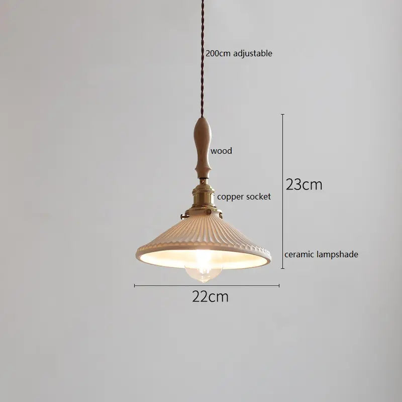 IWHD Schmetterling Keramik LED Pendelleuchte neben Holzgriff Kupfer Sockel Home Decor Schlafzimmer Esszimmer Wohnzimmer Licht Hängelampe