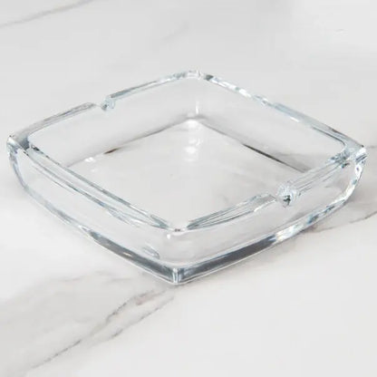 Square Glass Ashtray - Windproof Design for Home & Bar