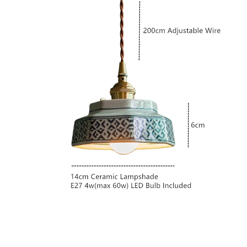 Vintage Ceramic Pendant Light - Hand-Painted Copper Finish | sitezone test 02