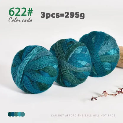 Rainbow Gradient Yarn - 295g Colorful Wool for Knitting