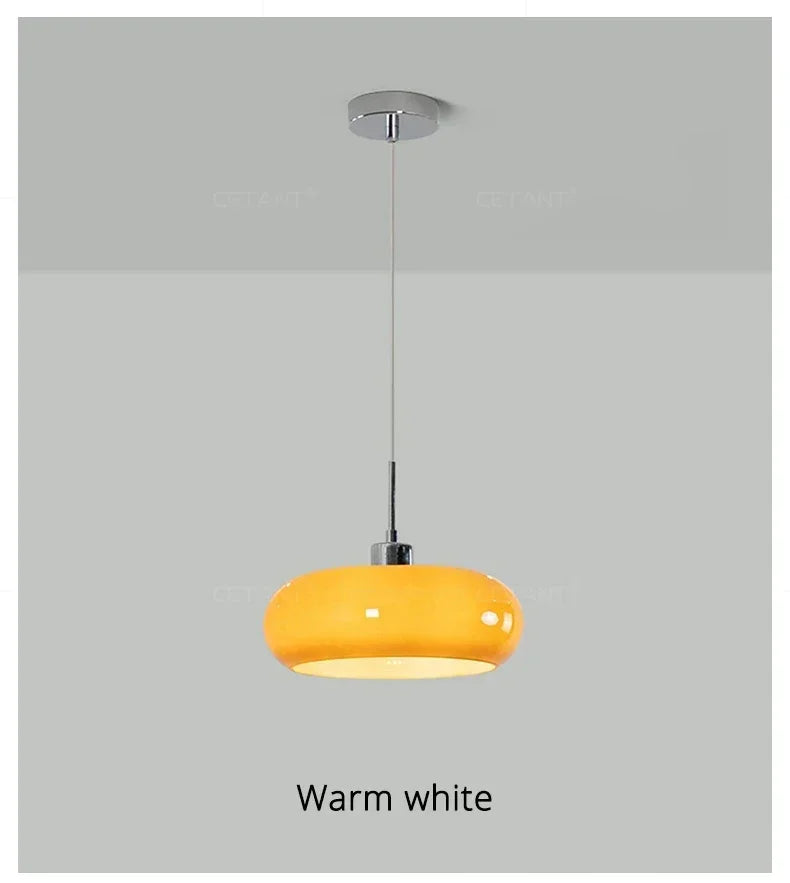 Orange Bauhaus Pendant Light | Glass & Steel