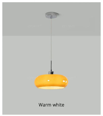 Orange Bauhaus Pendant Light | Glass & Steel