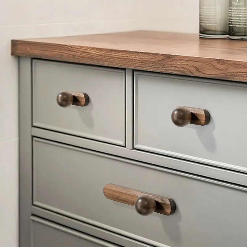 Walnut Cabinet Knobs – Minimalist Round Drawer Pulls