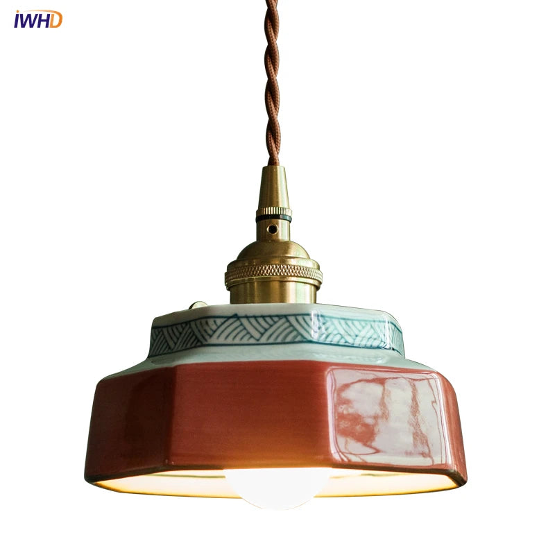Vintage Ceramic Pendant Light - Hand-Painted Copper Finish | sitezone test 02