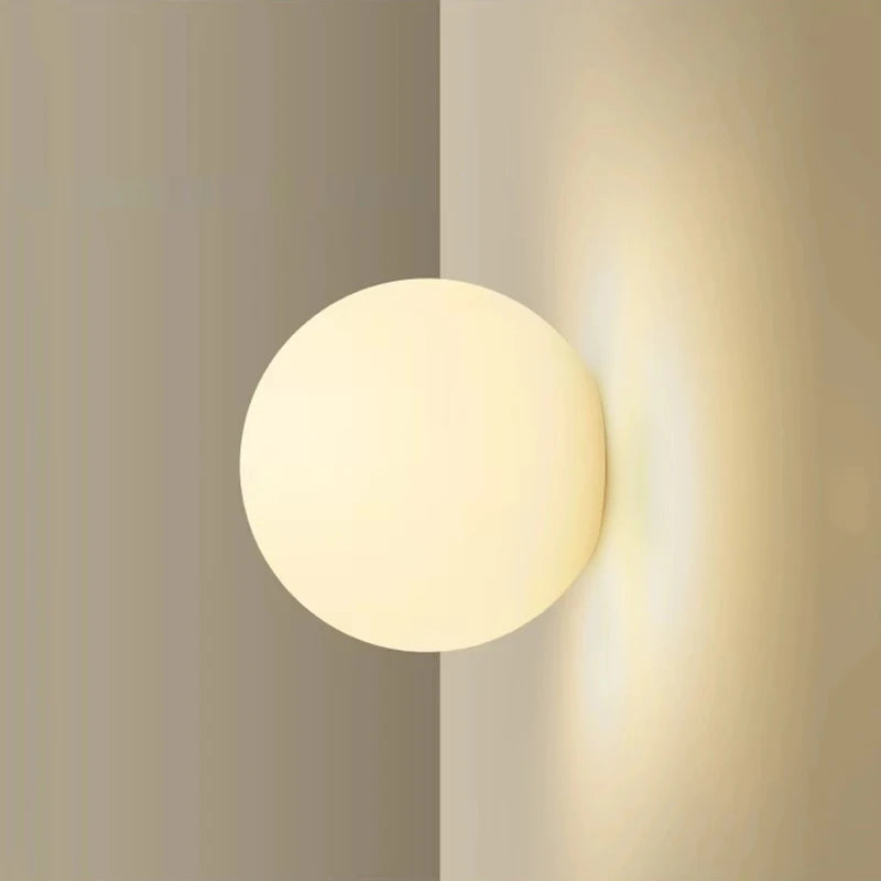 Ball Wall Light for Bedside | Milky White Round