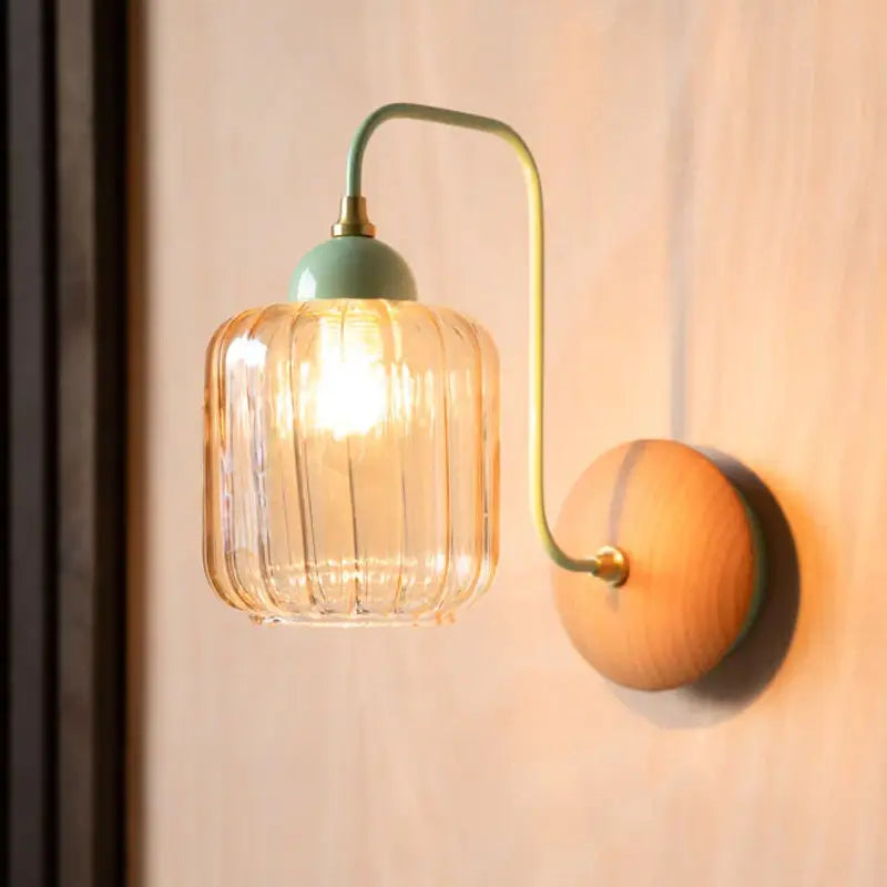 Nordic Amber Glass Wall Lamp - Stylish Bedroom Lighting