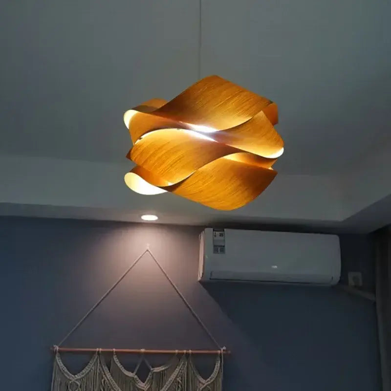 Wooden Pendant Light - Southeast Asian Design for Dining