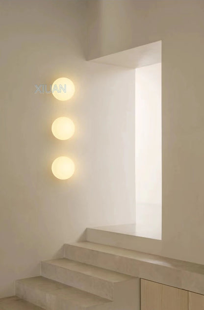 Ball Wall Light for Bedside | Milky White Round