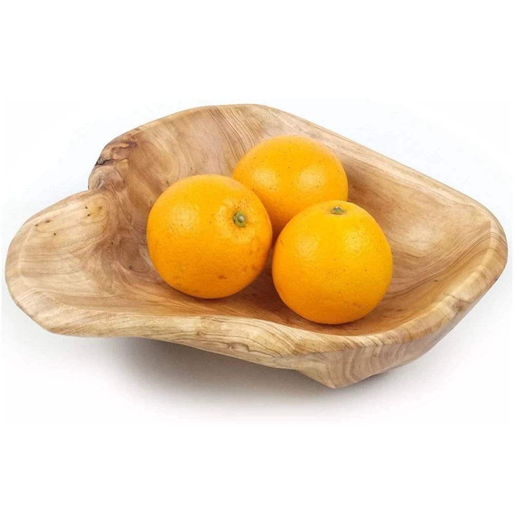 Houten Serveerschaal - Handgesneden Wortelhouten Fruit- of Snoepschaal, 15-19cm