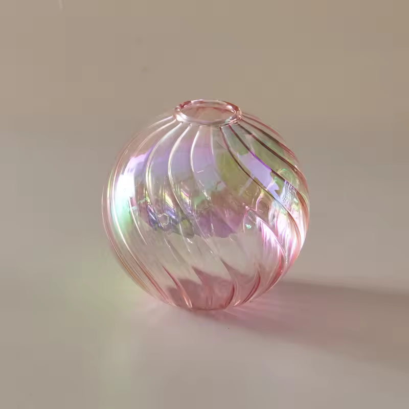 Iridescent Glass Vase - Modern Ball Vase Home Decor