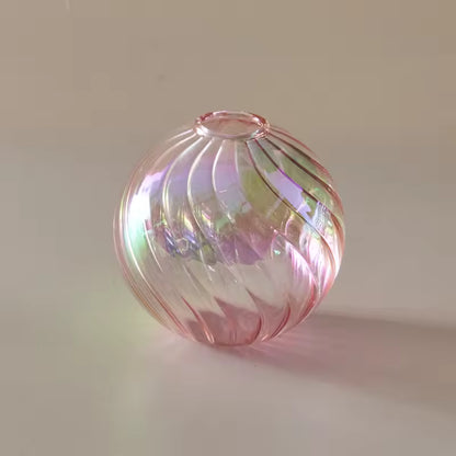Iridescent Glass Vase - Modern Ball Vase Home Decor