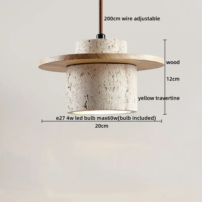 IWHD Cave Stone LED Pendant Lights Fixtures Yellow Travertine Restaurant Bedroom Living Room Modern Hanging Lamp Chandelier
