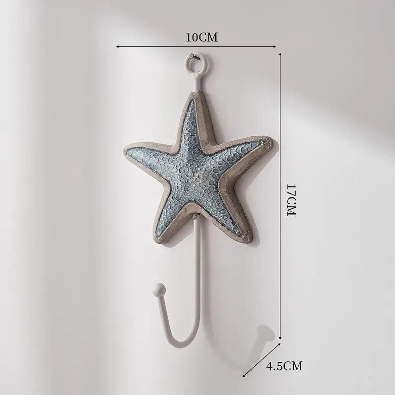 Starfish Wall Hook – Antique Blue, Coastal Charm