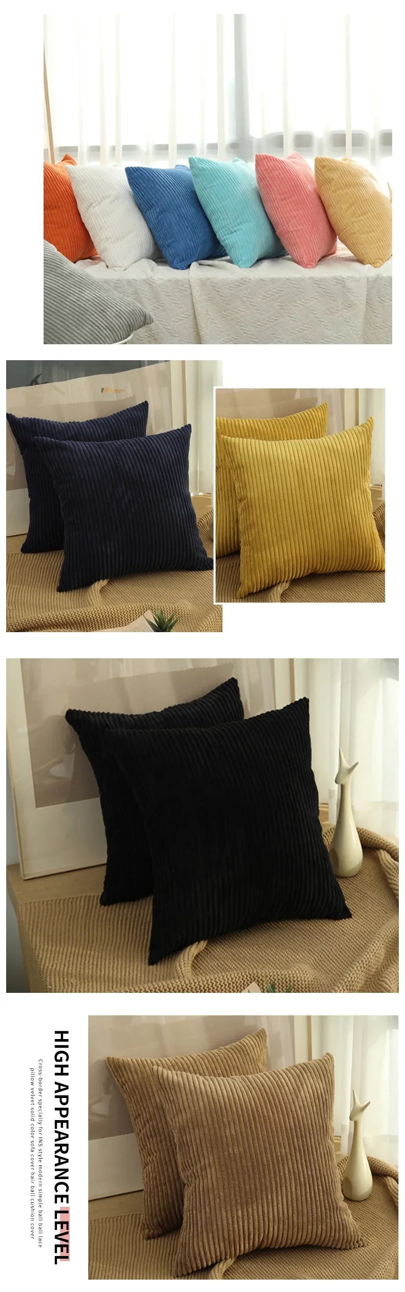 Corduroy Pillow Cover - Soft Flannel Cushion