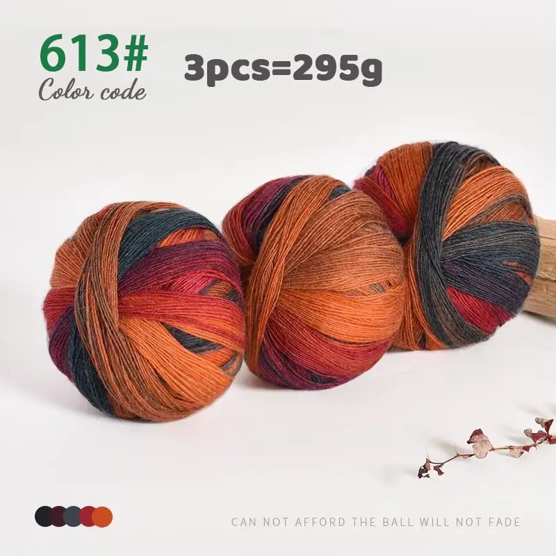 Rainbow Gradient Yarn - 295g Colorful Wool for Knitting