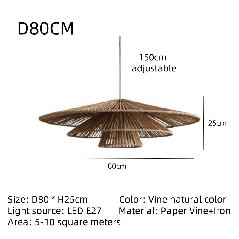 Wabi Sabi Rattan Chandelier – Vintage Japanese Style