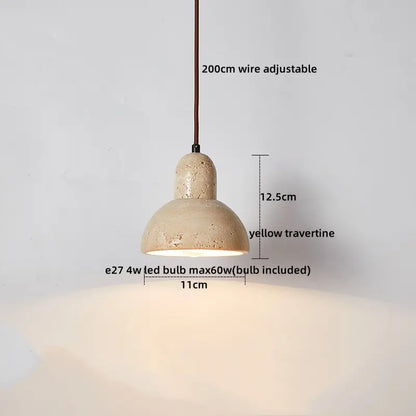 IWHD Cave Stone LED Pendant Lights Fixtures Yellow Travertine Restaurant Bedroom Living Room Modern Hanging Lamp Chandelier