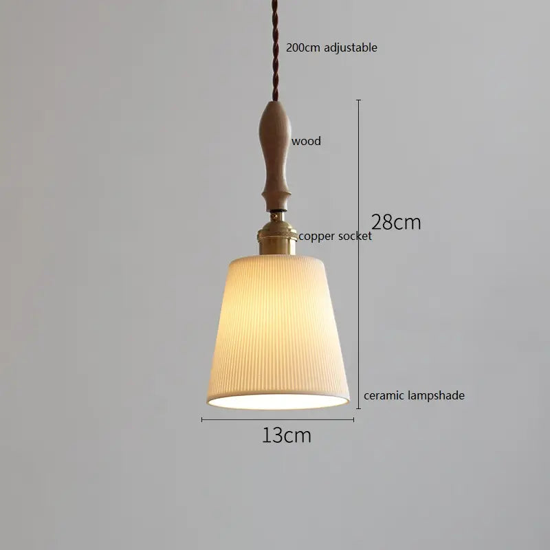 IWHD Schmetterling Keramik LED Pendelleuchte neben Holzgriff Kupfer Sockel Home Decor Schlafzimmer Esszimmer Wohnzimmer Licht Hängelampe