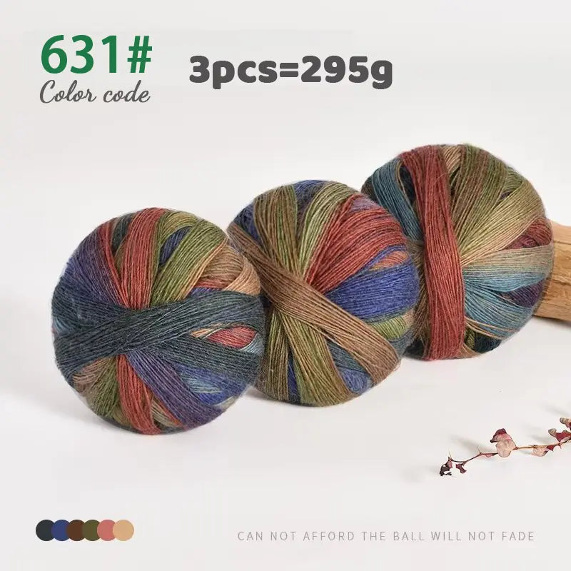 Rainbow Gradient Yarn - 295g Colorful Wool for Knitting