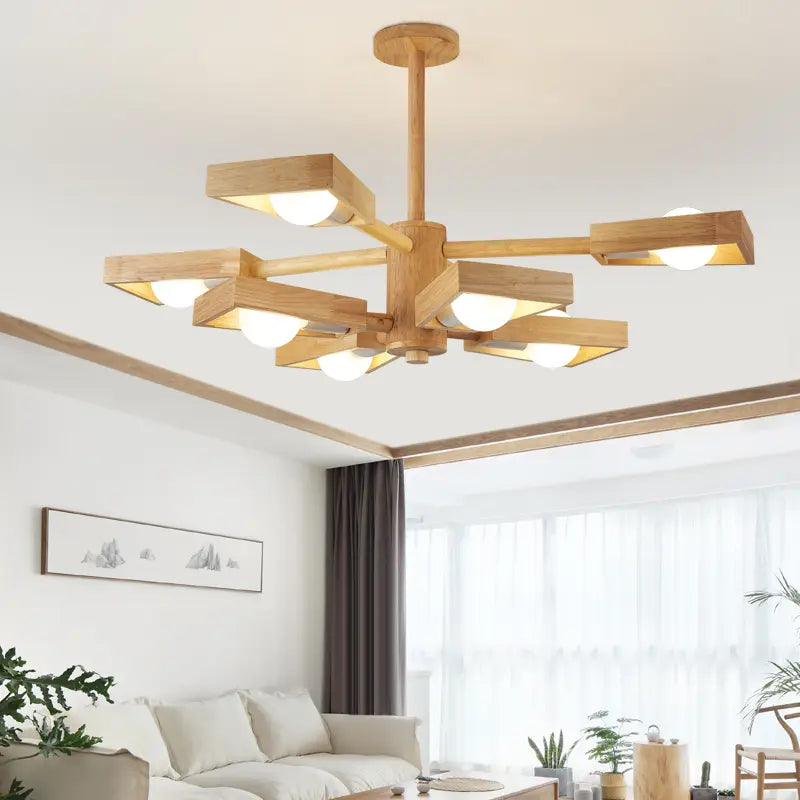 Nordic Wooden Chandelier – Tree Branch Design for Cozy Spaces